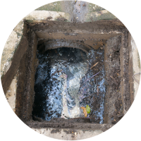 Drains and man hole covers flagged in a Home Building Survey