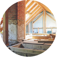 Roof loft space with insulation flagged in a Home Building Survey 