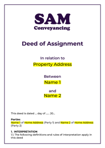 Example of a Deed of Assignment of UK property