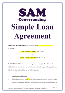 Simple Loan Agreement Sample Template
