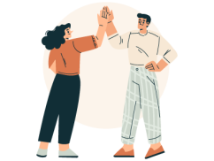 Leaseholder and Freeholder high fiving the terms of the lease extension. SAM Conveyancing's guide to an informal lease extension process
