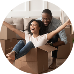 First Time Buyers celebrating their move into their first home, with SAM Conveyancing