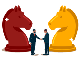 Two chess knights and a leaseholder and freeholder during lease extension negotiations