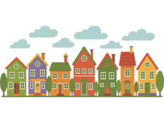 Illustration of character houses in a neighborhood | SAM Conveyancing's guide to buying a house in a conservation area