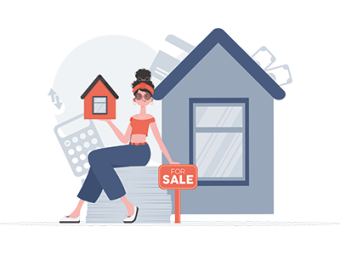 Woman sitting on a stack of documents holding up a house. SAM Conveyancing's can you do your own conveyancing guide.