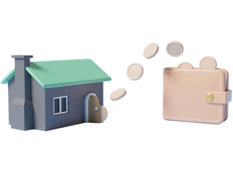 Cash floats from a model house into an open wallet. SAM Conveyancing's Buy to Let advice: how to be a successful landlord.