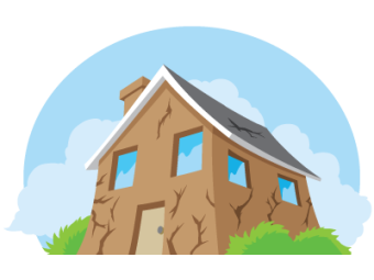 A house with cracks all over it, showing that it needs some work. SAM Conveyancing explains buying a doer-upper property