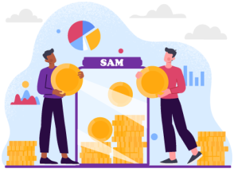 Two people holding coins whilst a moneybox sits in the middle. SAM Conveyancing answers 'do both parties need a solicitor for transfer of equity?'