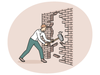 A man knocking down a wall with a sledgehammer. SAM Conveyancing answers the question 'Do I need a structural engineer to remove a wall?'