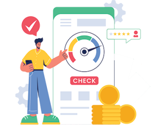 A first-time buyer evaluating his internal credit score dashboard on a smartphone. A SAM Conveyancing's guide to achieving mortgage success.