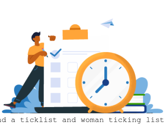 Help To Buy Early Repayment with a clock and a ticklist and woman ticking list