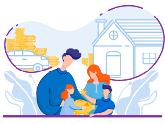 A Help to Buy Solicitor with a family, house, and money. SAM Conveyancing helps you with their expert Help to Buy Solicitors