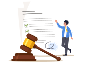 A man pointing to a trust document next to a gavel. SAM Conveyancing explains how to put your house in a trust
