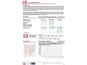Example of the climate risk report. SAM Conveyancing's Climate Report Guide