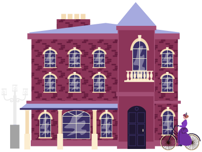 A Georgian house with a woman riding a bicycle next to it. SAM Conveyancing explains the appeal of Georgian properties and how to protect your investment