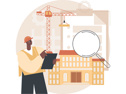 An illustration of a man selling with a property probate