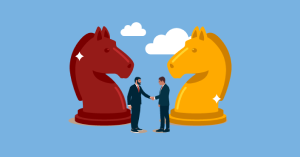 Two chess knights and a leaseholder and freeholder during lease extension negotiations