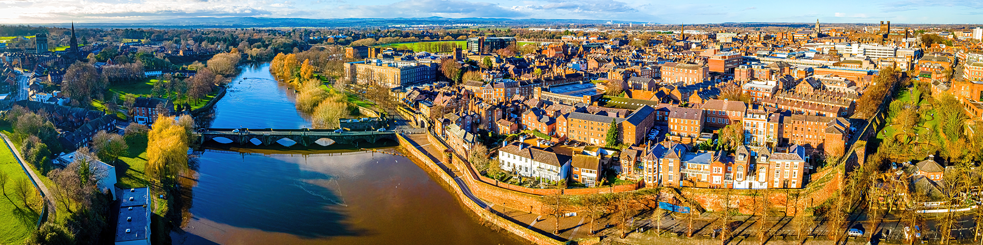 Aerial view of a town in Cheshire. Cheshire Salt Search explained by SAM Conveyancing