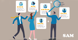 2 men and a woman looking for the best conveyancing solicitor and their 5 star reviews at SAM Conveyancing