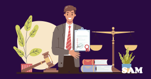 A solicitor signing a certificate of title stood behind a conveyancer's desk