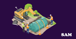 An illustration of a cesspit being installed| A SAM Conveyancing's guide to buying a house with a cesspit 