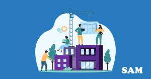 Four people standing and sitting on multiple blocks of flats whilst a crane works in the background. SAM Conveyancing explains if you need a survey on a leasehold flat and how to get one Four people standing and sitting on multiple blocks of flats whilst a crane works in the background. SAM Conveyancing explains if you need a survey on a leasehold flat and how to get one
