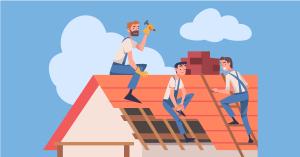 Builders fixing a roof | SAM Conveyancing's guide to buying a house with a roof spread