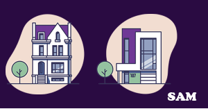 Illustrative comparison of a classic period home and a contemporary new build | SAM Conveyancing's guide to buying a new build vs a period property 