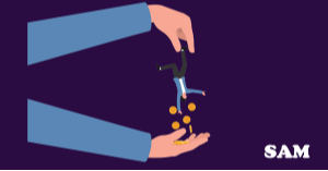 A man being shaken with coins coming out his pockets | SAM Conveyancing's guide to reclaiming overpaid stamp duty