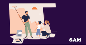 A family decorating their home with paint | SAM Conveyancing's guide to what improvements add to your home's value