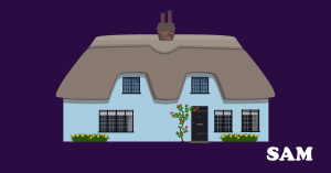 A blue thatched cottage. 17th Century Houses with SAM Conveyancing A blue thatched cottage. 17th Century Houses with SAM Conveyancing