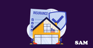 An illustration of a house with Home Buyers Protection Insurance document behind it and a shield showing protection