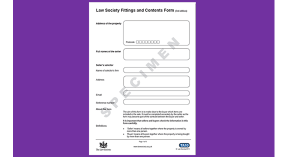 Specimen sheet of the TA10 Law Society Fittings and Contents Form