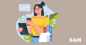 Woman in yellow top checking her tablet for documents she needs to provide her solicitor | SAM Conveyancing's guide to documents you need when selling a house
