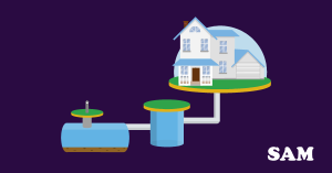 A diagram of a house with a septic system. Buying a house with a septic tank through SAM Conveyancing