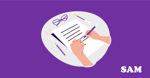 Someone filling out a DJP form. SAM Conveyancing can help with your deceased joint proprietor form at the Land Registry