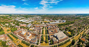 An arial photo of Welwyn Garden City in Hertfordshire, SAM Conveyancing's Hertfordshire housing market report 