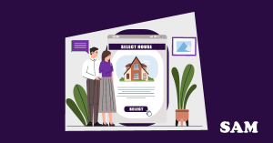 A couple looking at a phone screen with their next house displayed, the words 'select house' as a button is at the top and plants surround them in their home. SAM Conveyancing provides tips when hunting for a house A couple looking at a phone screen with their next house displayed, the words 'select house' as a button is at the top and plants surround them in their home. SAM Conveyancing provides tips when hunting for a house