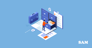 Man digging through electronic cabinet file. SAM Conveyancing explains the Land Registry First Registration Man digging through electronic cabinet file. SAM Conveyancing explains the Land Registry First Registration