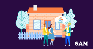 A couple talking to a builder in front of their new build home. SAM Conveyancing explains if you pay stamp duty on new builds