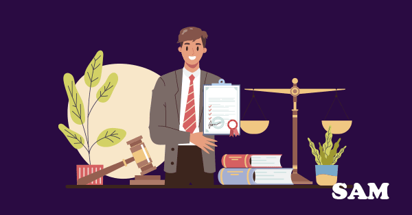 A solicitor signing a certificate of title stood behind a conveyancer's desk