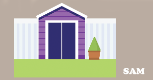 An illustration of a garden shed built against a joint fence| SAM Conveyancing's guide to building wooden structures near a property boundary line