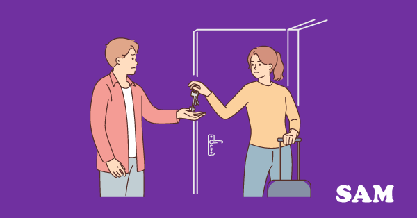 A woman giving keys back to her partner whilst leaving their property | SAM Conveyancing answers 'Can a Jointly Owned Property Be Sold by One Owner?'
