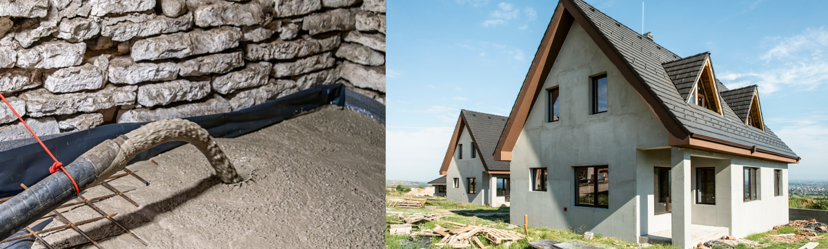 A concrete house being constructed