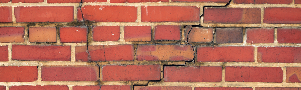 A picture of subsidence on a brick wall