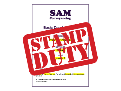 A deed of trust stamp duty stamp in red