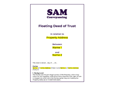 A floating deed of trust used to calculate a variable share in property England and Wales