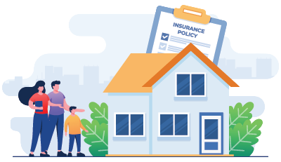 A man and a woman outside a house with an insurance policy