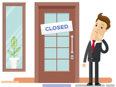 A man stood outside of a conveyancing solicitor office which has ceased trading and is closed