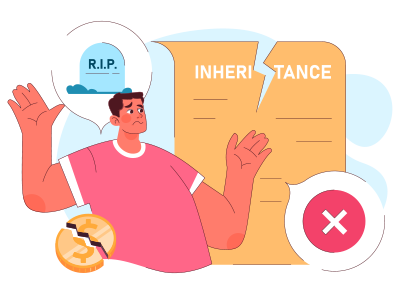 A man with his hands in the air after a death as the intestacy rules give him no rights to the probate property